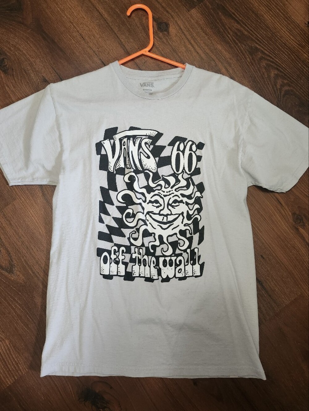 Vans Light Gray Tee with Black 'Off The Wall' Sun Graphic